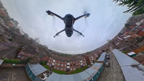 360 Panoramic View of Luton City During Mostly Cloudy Day Stock Footage 327793958
