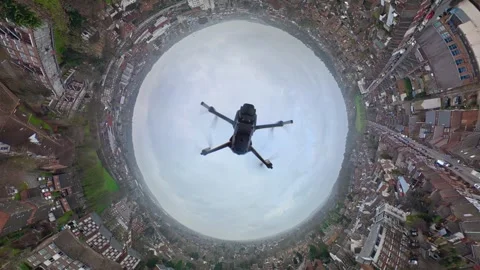 360 Panoramic View of Luton City During Mostly Cloudy Day Stock Footage 327793977