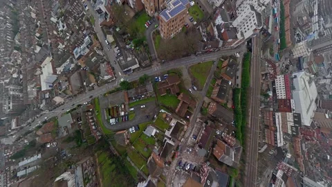 360 Panoramic View of Luton City During Mostly Cloudy Day Stock Footage 327793979