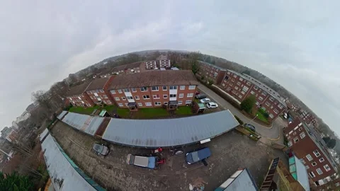 360 Panoramic View of Luton City During Mostly Cloudy Day Stock Footage 327793996
