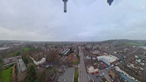 360 Panoramic View of Luton City During Mostly Cloudy Day Video stock 327793998