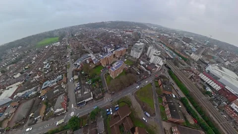 360 Panoramic View of Luton City During Mostly Cloudy Day Vídeos de archivo 327794031