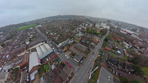 360 Panoramic View of Luton City During Mostly Cloudy Day Stock Footage 327794066