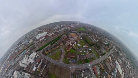 360 Panoramic View of Luton City During Mostly Cloudy Day Stock-Footage 327794105