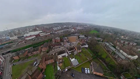 360 Panoramic View of Luton City During Mostly Cloudy Day Stock Footage 327794183