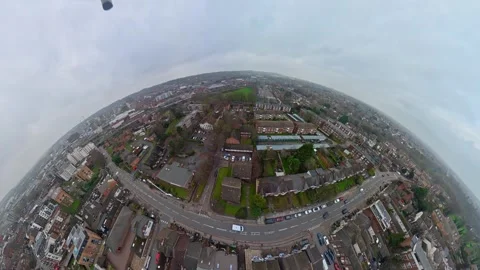 360 Panoramic View of Luton City During Mostly Cloudy Day Stock Footage 327794186