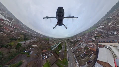 360 Panoramic View of Luton City During Mostly Cloudy Day Stock Footage 327794286