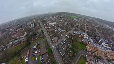 360 Panoramic View of Luton City During Mostly Cloudy Day Stock Footage 327794324