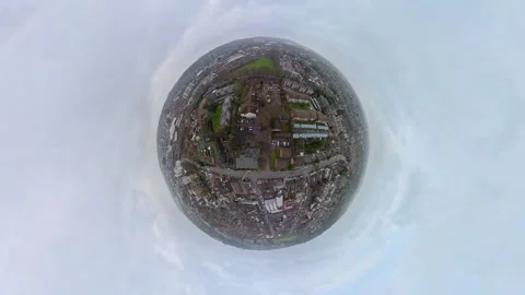 360 Panoramic View of Luton City During Mostly Cloudy Day Video stock 327794488