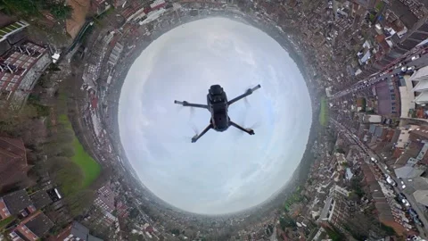 360 Panoramic View of Luton City During Mostly Cloudy Day Stock Footage 327794803