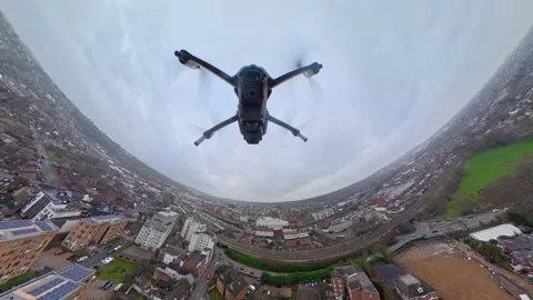 360 Panoramic View of Luton City During Mostly Cloudy Day Stock Footage 327794804
