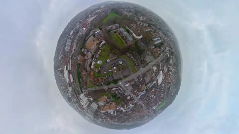 360 Panoramic View of Luton City During Mostly Cloudy Day Stock Footage 327795000