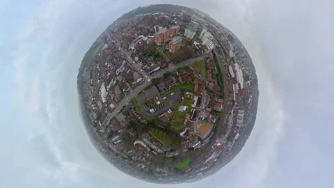 360 Panoramic View of Luton City During Mostly Cloudy Day Stock Footage 327795119