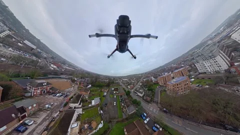 360 Panoramic View of Luton City During Mostly Cloudy Day Stock Footage 327795168