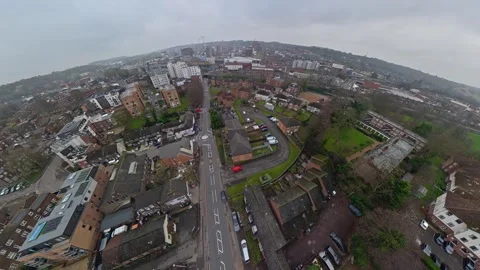 360 Panoramic View of Luton City During Mostly Cloudy Day Stock Footage 327795286