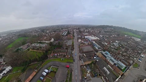 360 Panoramic View of Luton City During Mostly Cloudy Day Stock Footage 327795431