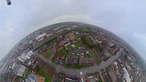 360 Panoramic View of Luton City During Mostly Cloudy Day Stock Footage 327795451