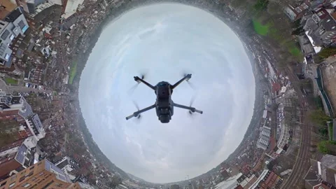 360 Panoramic View of Luton City During Mostly Cloudy Day Vídeos de archivo 327795523