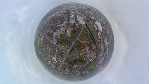 360 Panoramic View of Luton City During Mostly Cloudy Day Stock Footage 327795697