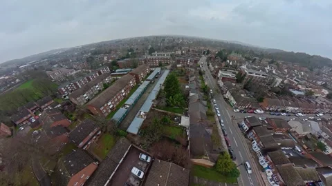 360 Panoramic View of Luton City During Mostly Cloudy Day Stock Footage 327795702