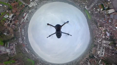 360 Panoramic View of Luton City During Mostly Cloudy Day Video stock 327795758