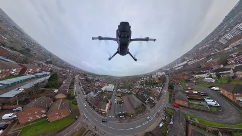 360 Panoramic View of Luton City During Mostly Cloudy Day Stock Footage 327795780