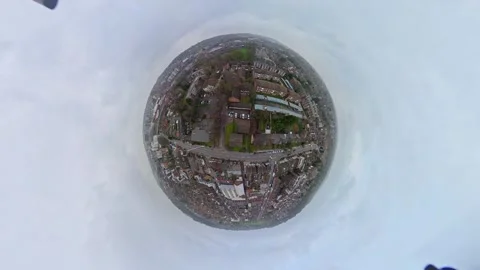 360 Panoramic View of Luton City During Mostly Cloudy Day Stock Footage 327795849