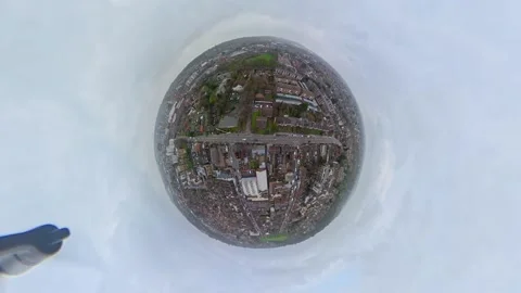 360 Panoramic View of Luton City During Mostly Cloudy Day Stock Footage 327795891