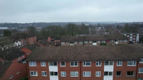 360 Panoramic View of Luton City During Mostly Cloudy Day Stock Footage 327796010