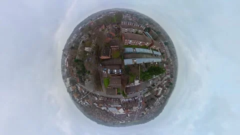 360 Panoramic View of Luton City During Mostly Cloudy Day Stock Footage 327796016
