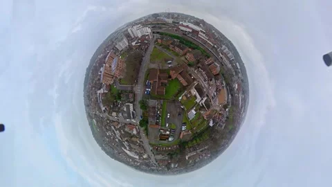 360 Panoramic View of Luton City During Mostly Cloudy Day Stock Footage 327796083