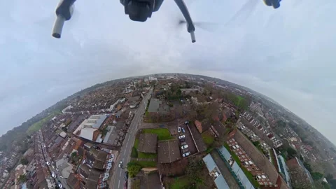 360 Panoramic View of Luton City During Mostly Cloudy Day Stock Footage 327796107