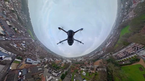 360 Panoramic View of Luton City During Mostly Cloudy Day Vídeos de archivo 327796173