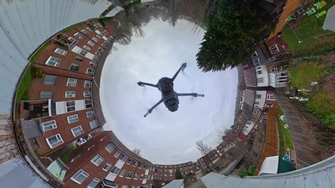 360 Panoramic View of Luton City During Mostly Cloudy Day Stock Footage 327796347