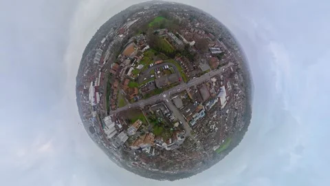 360 Panoramic View of Luton City During Mostly Cloudy Day Stock Footage 327796392