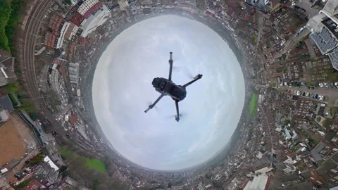 360 Panoramic View of Luton City During Mostly Cloudy Day Vídeos de archivo 327796434