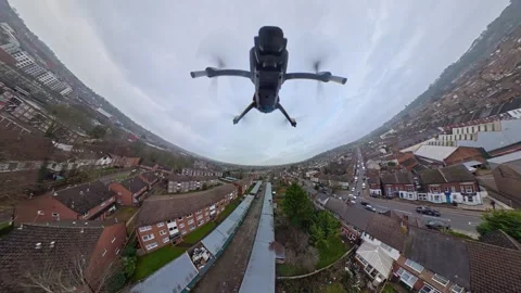 360 Panoramic View of Luton City During Mostly Cloudy Day Vídeo Stock 327796532