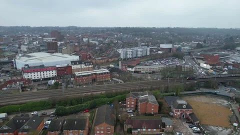 360 Panoramic View of Luton City During Mostly Cloudy Day Video stock 327796544