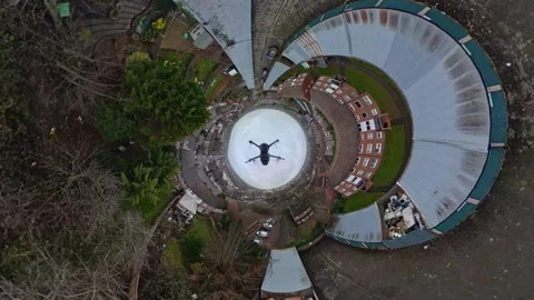 360 Panoramic View of Luton City During Mostly Cloudy Day Stock Footage 327796561