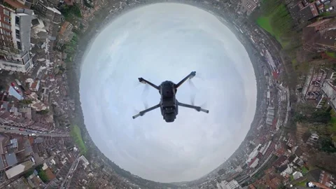 360 Panoramic View of Luton City During Mostly Cloudy Day Stock Footage 327796570