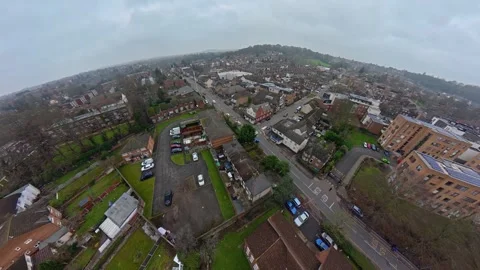 360 Panoramic View of Luton City During Mostly Cloudy Day Stock Footage 327796944