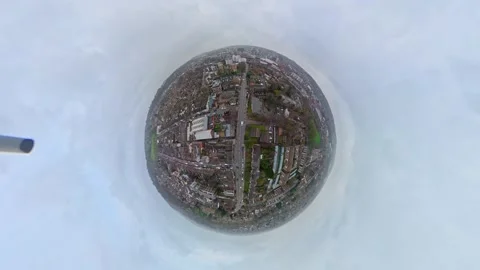 360 Panoramic View of Luton City During Mostly Cloudy Day Stock Footage 327796964