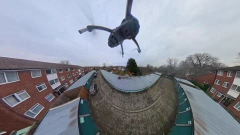 360 Panoramic View of Luton City During Mostly Cloudy Day Stock Footage 327797062
