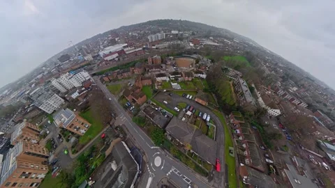 360 Panoramic View of Luton City During Mostly Cloudy Day Video stock 327797070