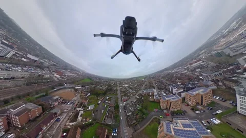 360 Panoramic View of Luton City During Mostly Cloudy Day Video stock 327797084