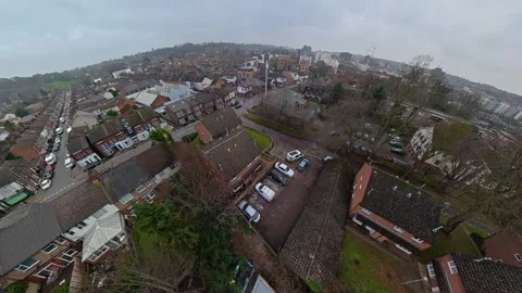 360 Panoramic View of Luton City During Mostly Cloudy Day Stock Footage 327797160