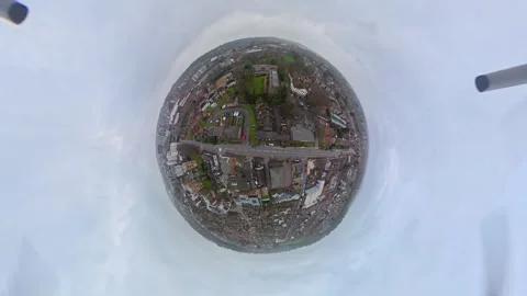 360 Panoramic View of Luton City During Mostly Cloudy Day Stock Footage 327797216
