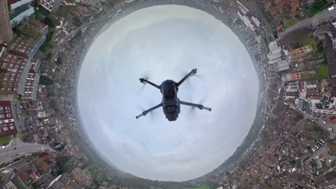 360 Panoramic View of Luton City During Mostly Cloudy Day Vídeos de archivo 327797377