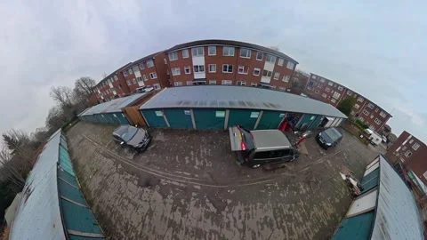 360 Panoramic View of Luton City During Mostly Cloudy Day Stock Footage 327797410