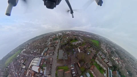 360 Panoramic View of Luton City During Mostly Cloudy Day Stock Footage 327797701